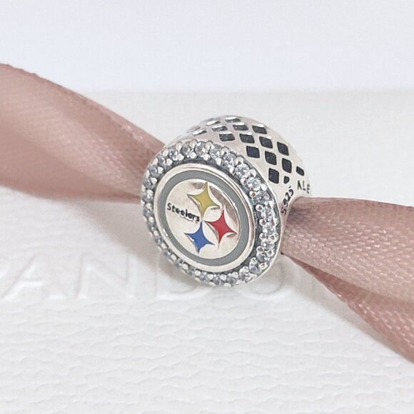 Pandora Pittsburgh Steelers NFL Logo Charm Bead S925 Silver with box - Picture 1 of 8